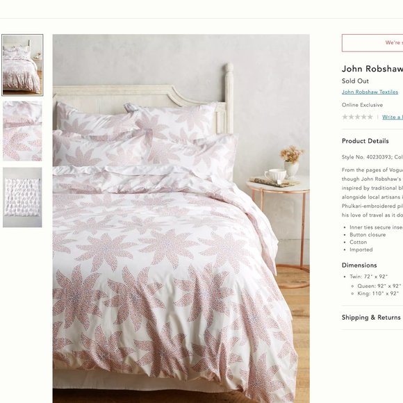 John Robshaw Lahuti Duvet Cover + 1 King sham! - Picture 1 of 9